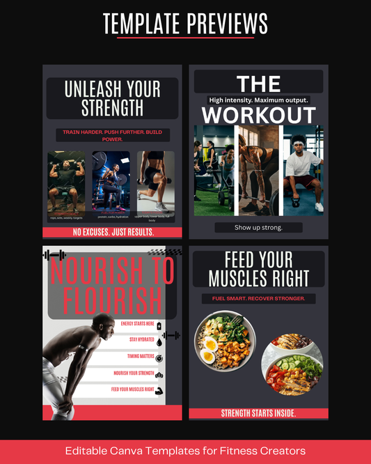Fitness Template Pack – Canva Editable Digital Download